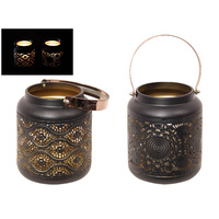 New 1pce 23cm Lantern w/ Handle Black & Gold Lamp Hangable
