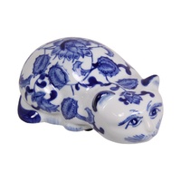New 1pce 20cm Blue Willow Cat Home Decor Ceramic Cute Design