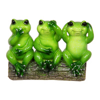 New 1pce Cute 13cm Three Wise Green Frogs Hear Speak See No Evil on Log