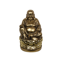 New 1pce 29cm Chinese Happy Buddha Gold Fat Sitting Statue