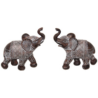 New 1pce 14cm Brown Standing Elephant with Syncopated Finish Trunk Up