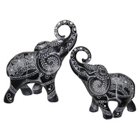 New 1pce 30cm Elephant with Syncopated Finish Trunk Up Tribal Design
