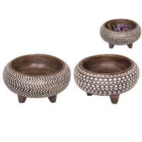 1pce 15cm Boho Tribal African Dรฉcor Bowl 2 Asstd Designs Resin Trinket Holder