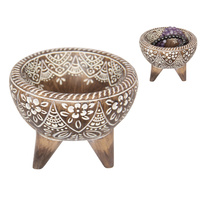 New 1pce 8cm Decor Bowl with Syncopated Finish Carved Look Design Resin