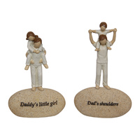 14cm Sentimental Farther Son / Daughter Standing on Rock Resin Ornament