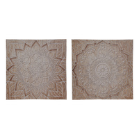 1pce 40cm Square Mandala Canvas Print 2 Asstd Natural Boho Colours Wall Art
