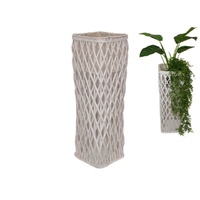 65cm Tall Square White Wicker Plant or Pot Holder Home Decor Ornament