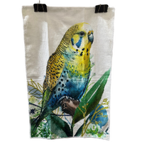 Budgie 40x60cm Polyester Tea Towel - Facing Right Bird Design