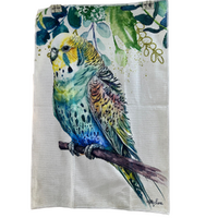 Budgie 40x60cm Polyester Tea Towel - Facing Left Bird Design