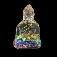 New 1pce 11cm Glass Buddha Multi Coloured Rainbow Effect Rulai Decor