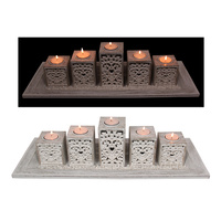 Candle Holder Display Heart Filigree 50cm Length Gift Box with Rocks Boho Style