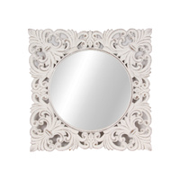 Mirror Filigree Mandala Design Square 45cm White Wall Art Hanging 