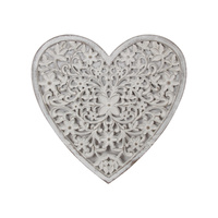 New 1pce 45x45cm White Filigree Mandala Design Flower Heart Wall Art Wooden
