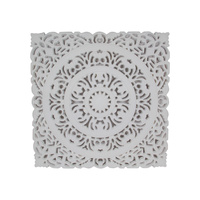 New 1pce 55cm Square White Mandala Filigree Lattice Wall Art Carved Boho