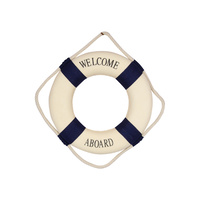 New 1pce 25cm Welcome Aboard Life Buoy Wall Hanger Beach Nautical Theme