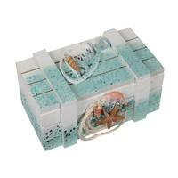 New 1pce 15cm Beach Box Trinket Glitter Themed MDF Shell Decals Decoration