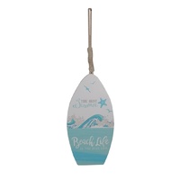 1pce 20cm "Beach Life" Themed Plaque Wall Art Waves Aqua Rope Hanger