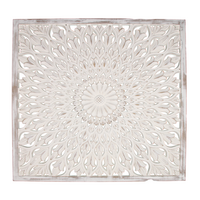 Mandala White Filigree Lattice Wall Art 80cm Square Boho Home Bed Head Decor