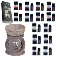 Oil Burner Set + 14 Essential Oils Scents + Tealight Candles - Soapstone Style C