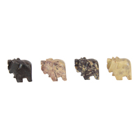 4x Mini Elephants Set Hand Carved from Natural Soapstone 4cm