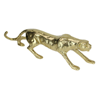 Gold Metal Leopard Modern Art Piece 52cm Length 1pce 