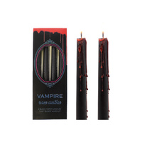 New 1pce Pack of 4 Black Vampire Tears Taper Candles - Bleeds Red Wax when Burning