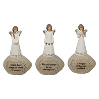 New 1pce 16cm Angel on Rock Inspirational 3 Asstd Cute Saying Gift