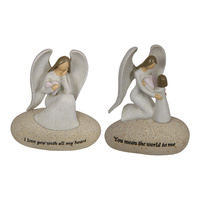 New 1pce 11cm Angel on Inspirational Rock 2 Asstd Heart Mother Cute Gift