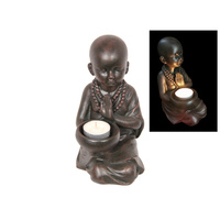 19cm Kneeling Monk with Begging Bowl Tealight Holder