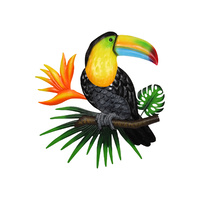 New 1pce 43cm Metal Toucan Bird Wall Art Piece Colourful with Black Body