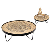 Mandala Table Stand 35cm Wooden Industrial Boho Design Home Decor