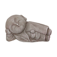 New 1pce 34cm Japanese Jizo Lyning Garden Buddha Resin In Grey tones