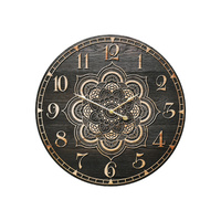 1pce 58cm Black and Brown Mandala Clock Wall Art