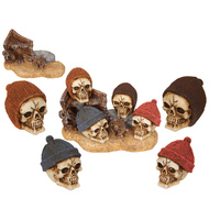 1pce 9cm Skull with Beanie Vampire/Wolf Teeth Resin Cool Halloween/Mancave Décor