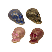 1pce 13cm Metallic Gold Mandala Designed Skull Candy 4 Asstd Decor Resin