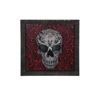 New 1pce 31cm Square Skull Wall Art Frame Snake Skin w/ Mandala Resin Skull