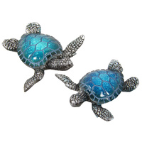 New 1pce 7.5cm Marble Turtle Blue & SIlver Body 2 Asstd Resin Realistic Decor