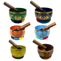 1pce 13cm Diameter Tibetan Singing Bowl in Bright Colours Brass Meditation