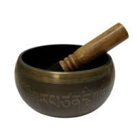 15cm Antique Light Bronze Mantra Tibetan Singing Bowl with Prayer Motif 900g