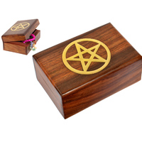 1pce 15cm Gold Top Pentagram Trinket Box Star Symbol, Jewellery or Storage Box Witch