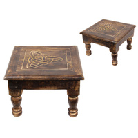 New 1pce 30cm Altar Celtic Wooden Stool Square Charmed Carven Mini Table