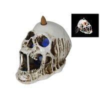 1pce 19cm Skull Head Backflow Incense Burner For Cone With LED Light Display