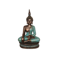 71cm Turquoise & Gold Rulai Buddha Resin Sitting Home Decor