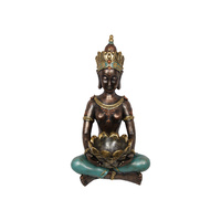 New 1pce 56cm Turquoise Buddha with Lotus Bowl Gold Glitter Resin Home Decor