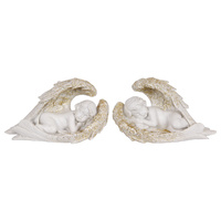 1pce 9cm Beautiful Cherub with Gold Glitter Decoration Resin Ornament