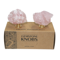 Pair of Rose Quartz Crystal Door Handle Knobs Zen for Drawer Wardrobe Furniture