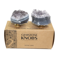Pair of Amethyst Crystal Door Handle Knobs Zen for Drawer Wardrobe Furniture