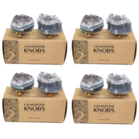 4 Pairs of Amethyst Crystal Door Knobs Gem Handle Drawer Wardrobe Furniture