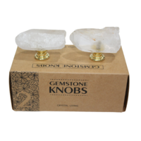 Pair of Clear Quartz Crystal Door Handle Knobs Zen for Drawer Wardrobe Furniture