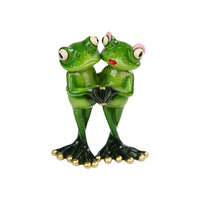 1pce 12cm Marble Green Frog Couple With Heart Cute Resin Décor Valentines Gift